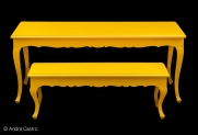 conjunto de mesas laqueada amarela